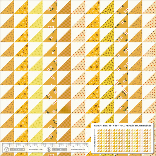 Triangle Stripe Cheater in Golden quilting fabric, part of the Made Easy fabric collection by Denyse Schmidt (SKU: 53030D-2)