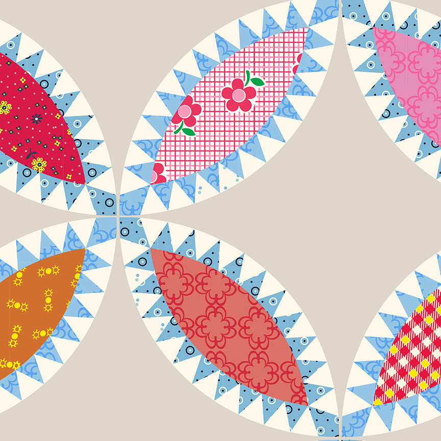 Tobacco Leaf Cheater in Pearl - Made Easy by Denyse Schmidt - Half Yard Fabric