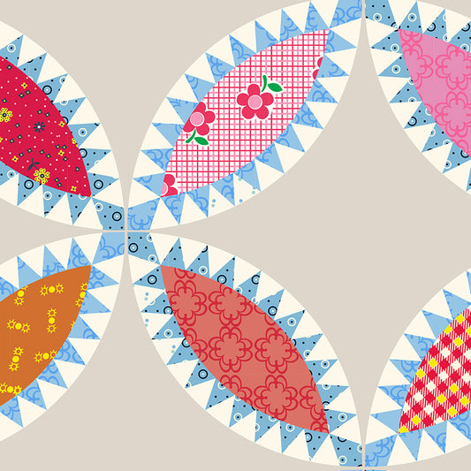 Tobacco Leaf Cheater in Pearl - Made Easy by Denyse Schmidt - Half Yard Fabric