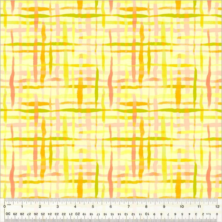 High Density Cotton quilting fabric pattern called 'Picnic Basket in Petal'. Part of the 'Summersault' fabric collection. Designed by Tamara Kate for the Windham Fabrics fabric company. SKU: 53758-2. 44-45 inch width.