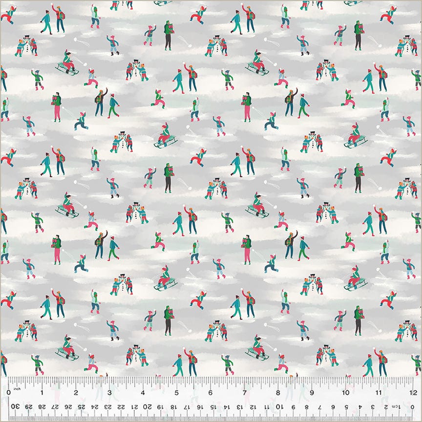 Snow Day in Grey quilting fabric, part of the Christmas Village fabric collection by Whistler Studios (SKU: 53906-4)