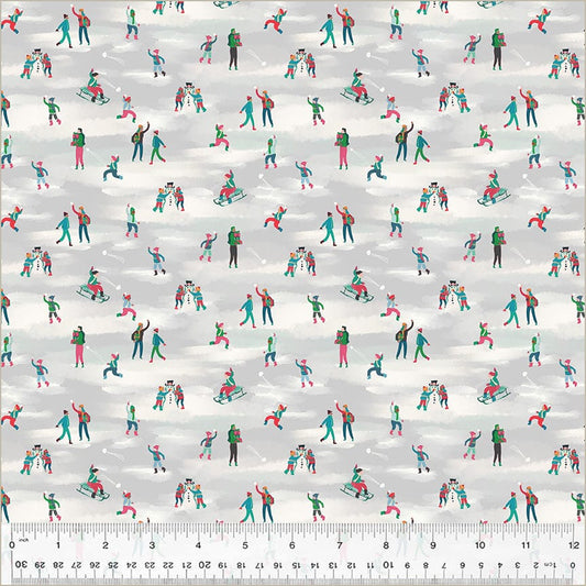Snow Day in Grey quilting fabric, part of the Christmas Village fabric collection by Whistler Studios (SKU: 53906-4)