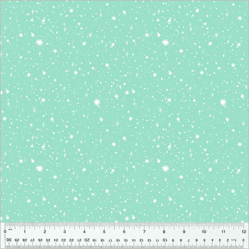 Stars and Snowflakes in Day quilting fabric, part of the Christmas Village fabric collection by Whistler Studios (SKU: 53907-2)