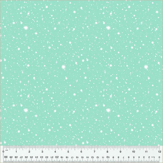 Stars and Snowflakes in Day quilting fabric, part of the Christmas Village fabric collection by Whistler Studios (SKU: 53907-2)