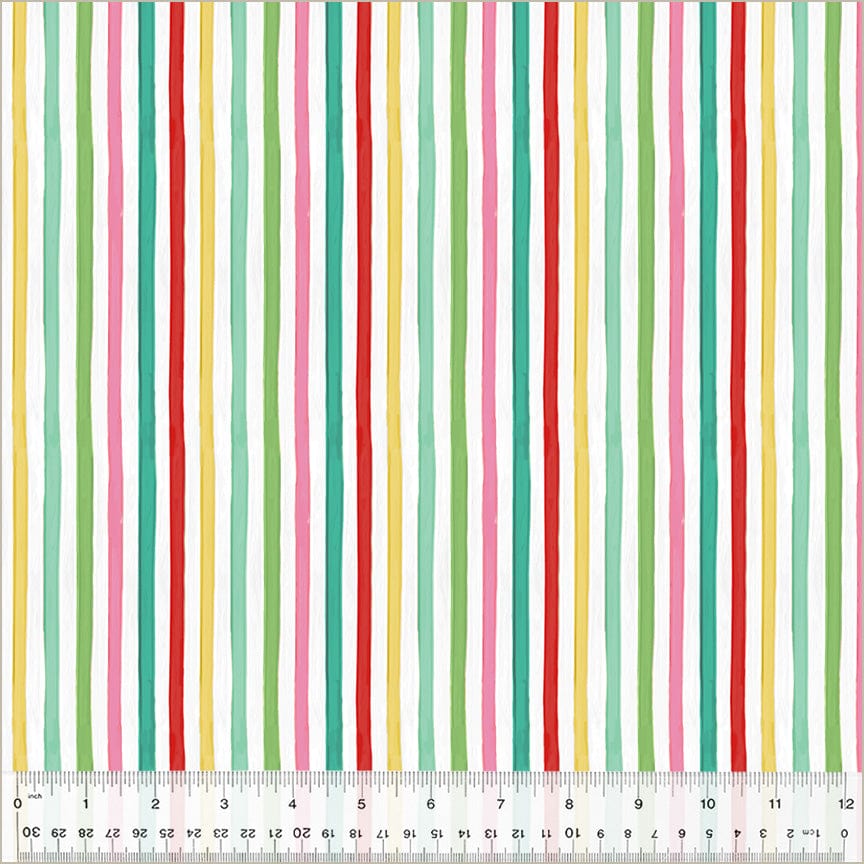Festive Stripe in Multi quilting fabric, part of the Christmas Village fabric collection by Whistler Studios (SKU: 53909-8)