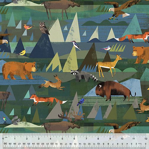 PREORDER -  Wild North - The Great Outdoors in Slate - 53934D-3 - Half Yard