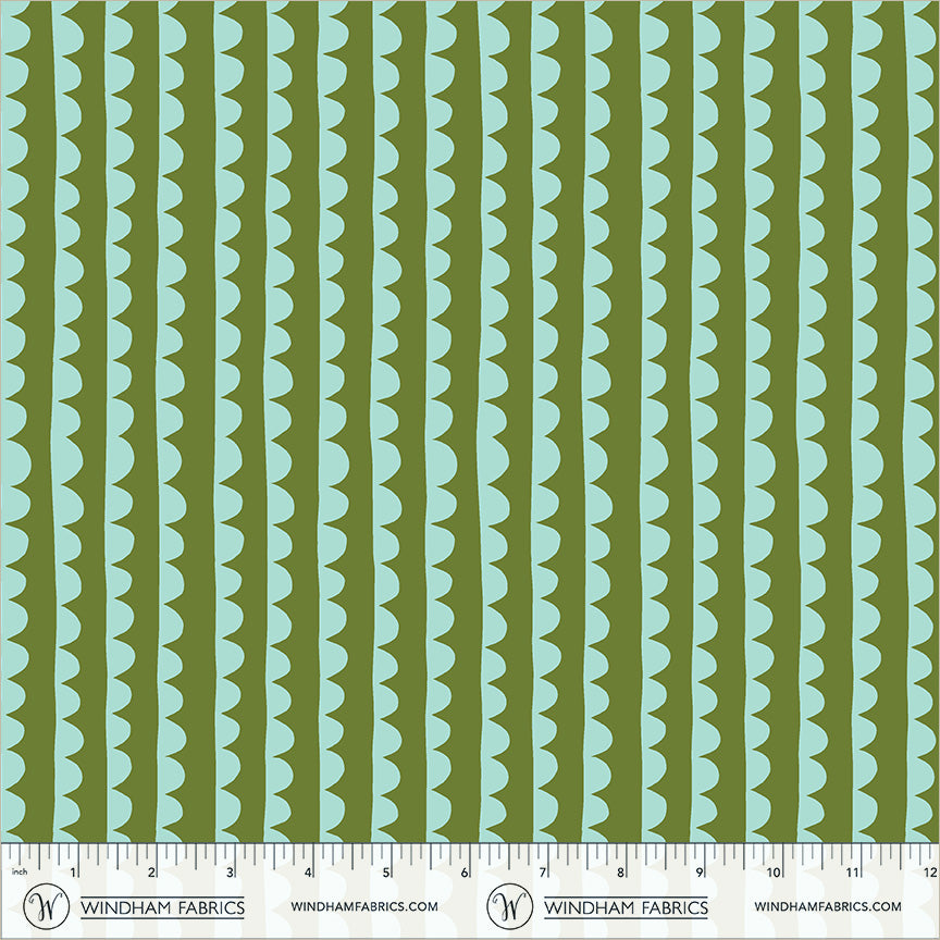 Scallop in Olive quilting fabric, part of the Electric Rainbow fabric collection by Deborah Fisher (SKU: 54130A-11)