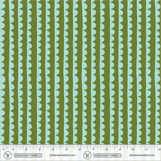 Scallop in Olive quilting fabric, part of the Electric Rainbow fabric collection by Deborah Fisher (SKU: 54130A-11)