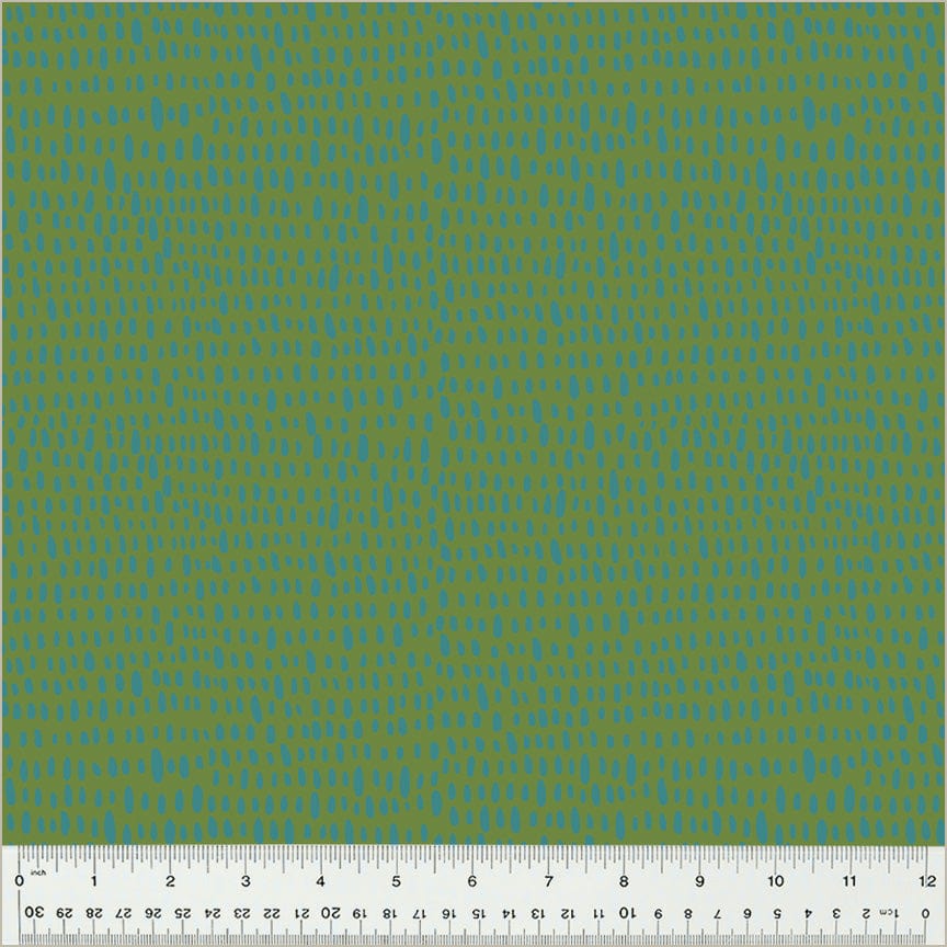 Cotton quilting fabric pattern called 'Rainfall in Pond'. Part of the 'Moonlit' fabric collection. Designed by Jennifer Moore / Monaluna for fabric company Windham Fabrics. SKU: 54287-15. 44-45 inch width.
