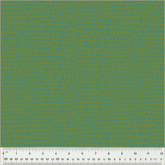 Cotton quilting fabric pattern called 'Rainfall in Pond'. Part of the 'Moonlit' fabric collection. Designed by Jennifer Moore / Monaluna for fabric company Windham Fabrics. SKU: 54287-15. 44-45 inch width.