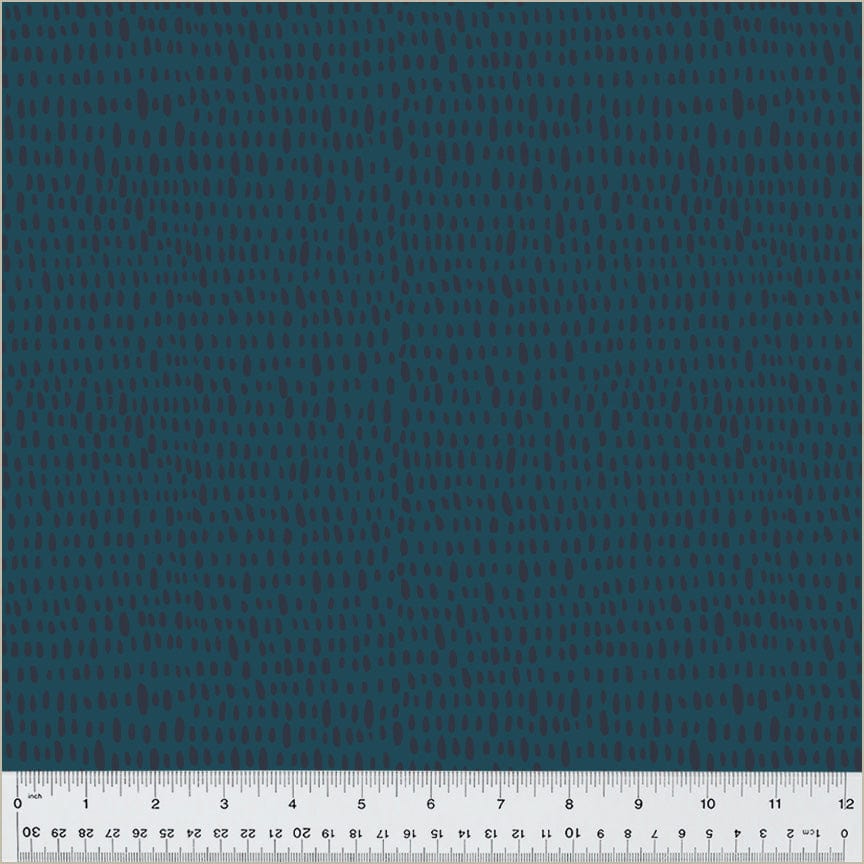 Cotton quilting fabric pattern called 'Rainfall in Ultramarine'. Part of the 'Moonlit' fabric collection. Designed by Jennifer Moore / Monaluna for fabric company Windham Fabrics. SKU: 54287-21. 44-45 inch width.