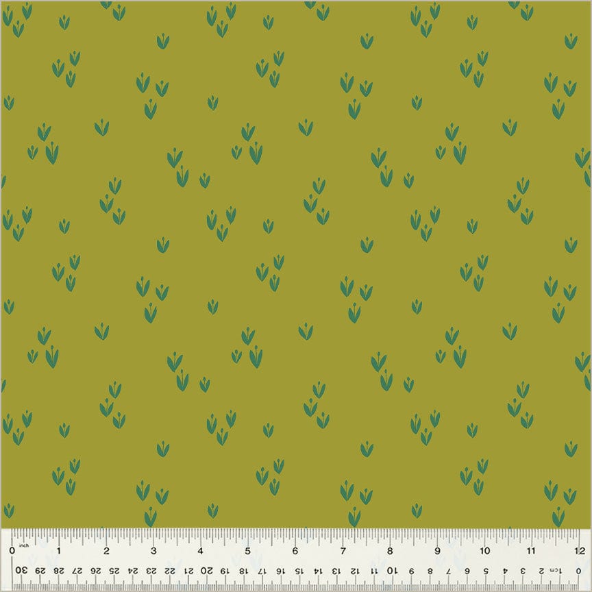 Cotton quilting fabric pattern called 'Sprout in Sprig'. Part of the 'Moonlit' fabric collection. Designed by Jennifer Moore / Monaluna for fabric company Windham Fabrics. SKU: 54288-14. 44-45 inch width.
