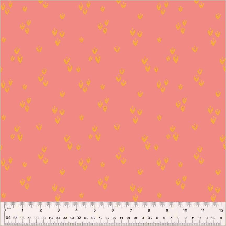 Cotton quilting fabric pattern called 'Sprout in Peony'. Part of the 'Moonlit' fabric collection. Designed by Jennifer Moore / Monaluna for fabric company Windham Fabrics. SKU: 54288-7. 44-45 inch width.