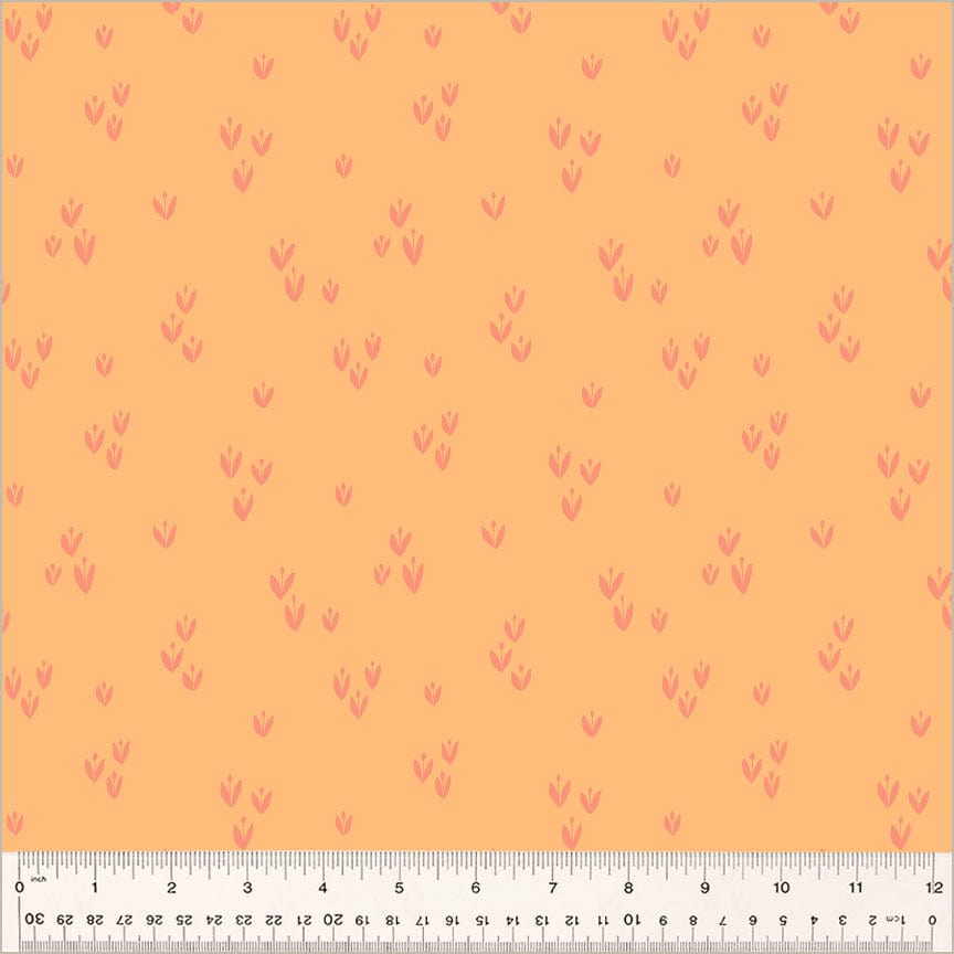 Cotton quilting fabric pattern called 'Sprout in Peach'. Part of the 'Moonlit' fabric collection. Designed by Jennifer Moore / Monaluna for fabric company Windham Fabrics. SKU: 54288-9. 44-45 inch width.