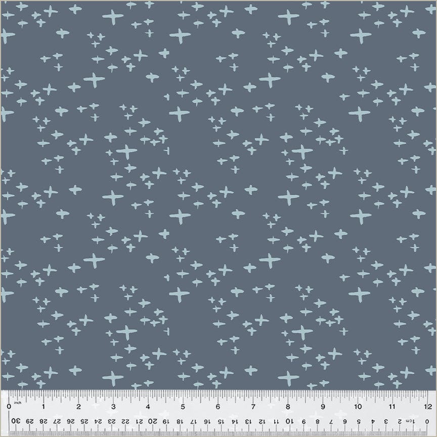 Cotton quilting fabric pattern called 'Glimmer in Twilit'. Part of the 'Moonlit' fabric collection. Designed by Jennifer Moore / Monaluna for fabric company Windham Fabrics. SKU: 54289-23. 44-45 inch width.
