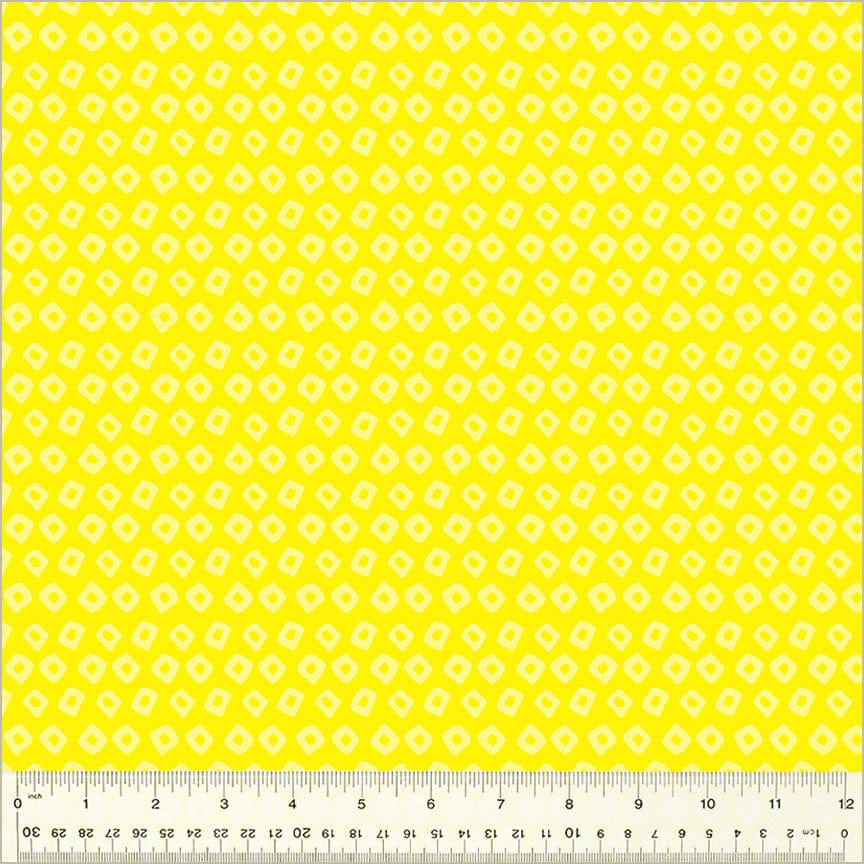 High Density Cotton quilting fabric pattern called 'Shibori in Meyer/Daffodil'. Part of the 'Ruby and Bee Blenders' fabric collection. Designed by Heather Ross for the Windham Fabrics fabric company. SKU: 54415-15. 44-45 inch width.