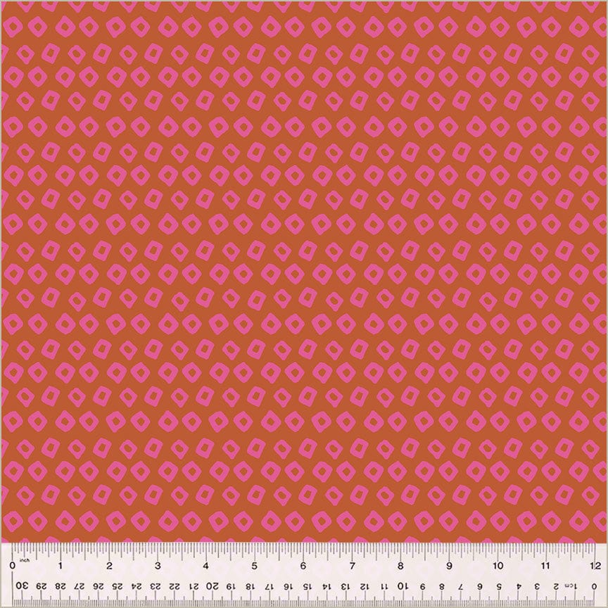 High Density Cotton quilting fabric pattern called 'Shibori in Wildrose/Unicorn'. Part of the 'Ruby and Bee Blenders' fabric collection. Designed by Heather Ross for the Windham Fabrics fabric company. SKU: 54415-16. 44-45 inch width.