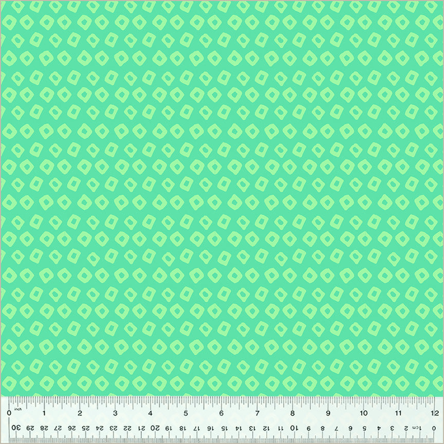 High Density Cotton quilting fabric pattern called 'Shibori in Aquamarine/Seaglass'. Part of the 'Ruby and Bee Blenders' fabric collection. Designed by Heather Ross for the Windham Fabrics fabric company. SKU: 54415-19. 44-45 inch width.