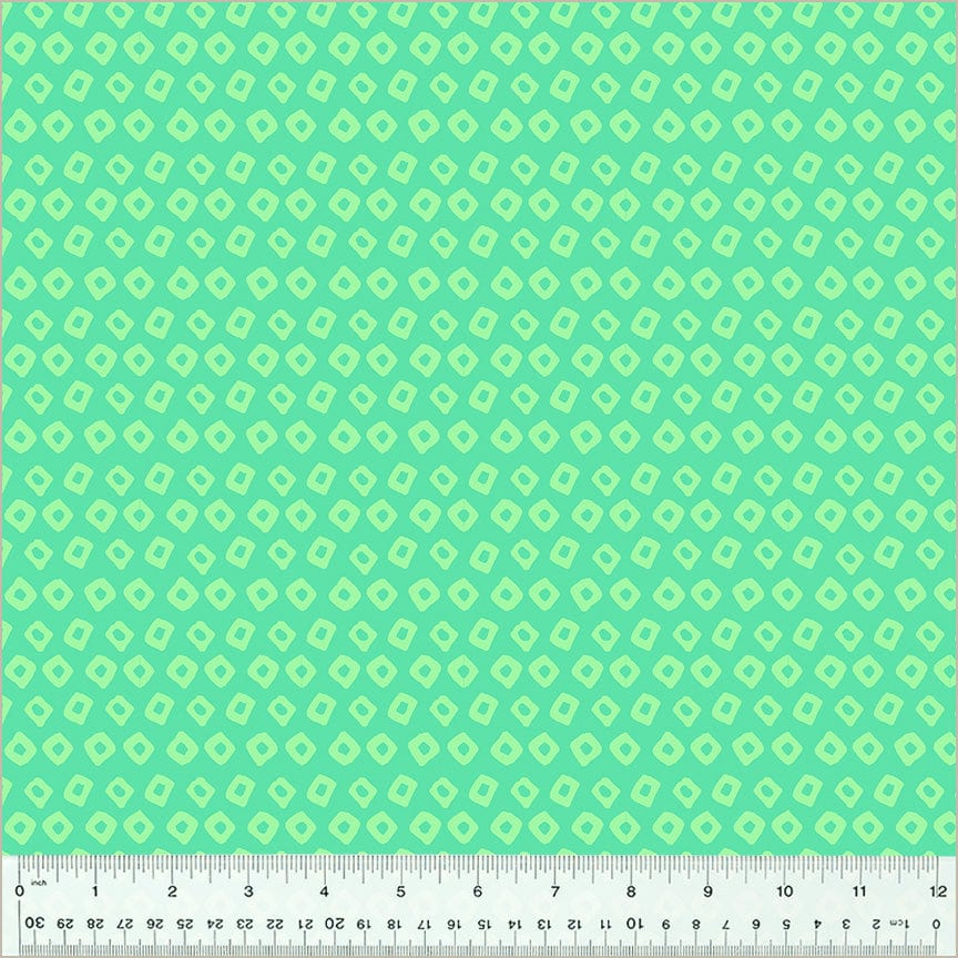 High Density Cotton quilting fabric pattern called 'Shibori in Aquamarine/Seaglass'. Part of the 'Ruby and Bee Blenders' fabric collection. Designed by Heather Ross for the Windham Fabrics fabric company. SKU: 54415-19. 44-45 inch width.