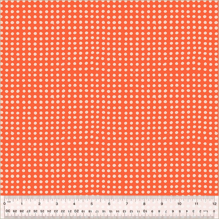 High Density Cotton quilting fabric pattern called 'Dots in Delphinium/Blush'. Part of the 'Ruby and Bee Blenders' fabric collection. Designed by Heather Ross for the Windham Fabrics fabric company. SKU: 54417-29. 44-45 inch width.