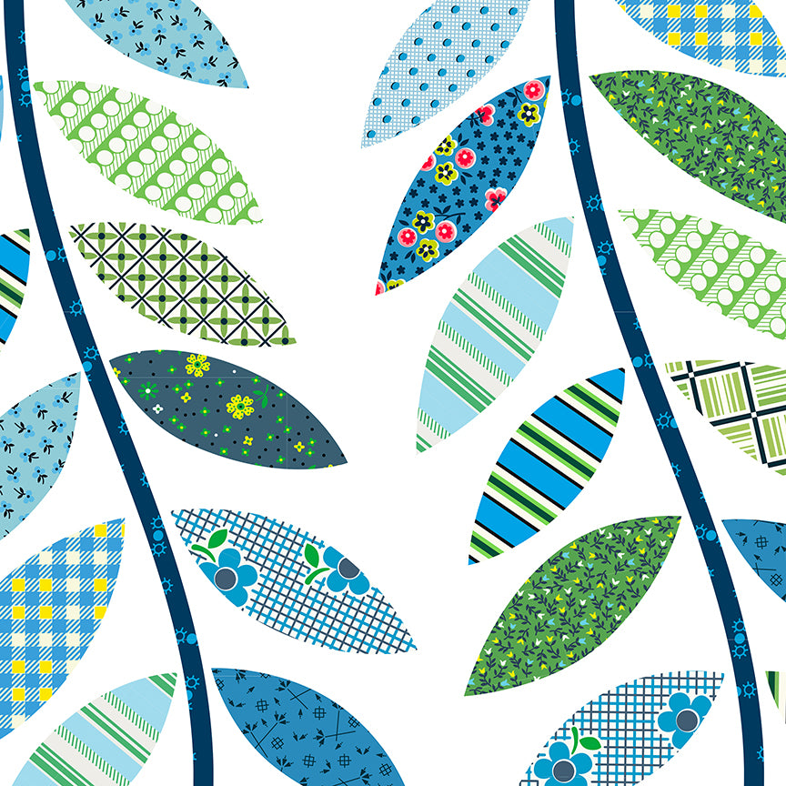 Leafy Vine Cheater in Blue - Made Easy by Denyse Schmidt - Half Yard Fabric