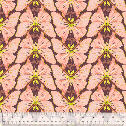 A closeup shot of the quilting fabric pattern called Luna, designed by Tamara Kate, in the pink colorway. The SKU is 54653-4.