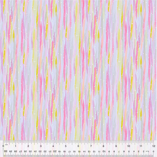 A closeup shot of the quilting fabric pattern called Rain, designed by Tamara Kate, in the cool colorway. The SKU is 54656-13.