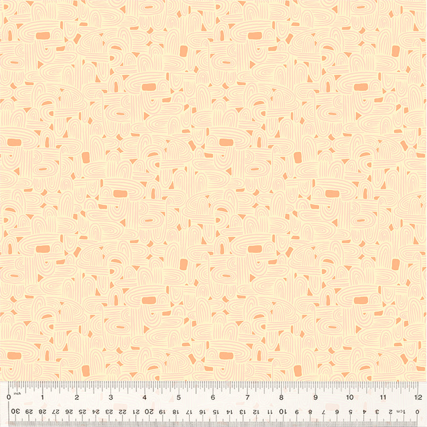 A closeup shot of the quilting fabric pattern called Tunneling, designed by Tamara Kate, in the creamy colorway. The SKU is 54658-20.