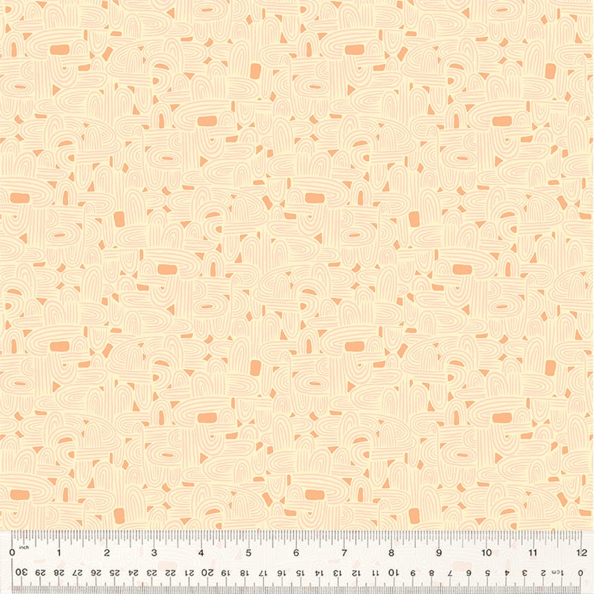 A closeup shot of the quilting fabric pattern called Tunneling, designed by Tamara Kate, in the creamy colorway. The SKU is 54658-20.