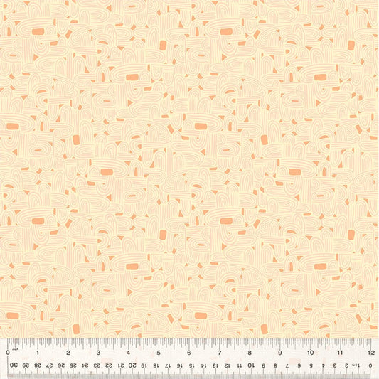 A closeup shot of the quilting fabric pattern called Tunneling, designed by Tamara Kate, in the creamy colorway. The SKU is 54658-20.