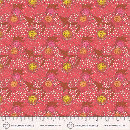 Polka Flower Crimson quilting fabric, part of the Sunshine fabric collection by Sally Kelly (SKU: 54975D-4)