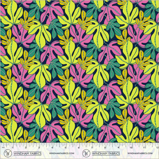 Monstera Multi quilting fabric, part of the Sunshine fabric collection by Sally Kelly (SKU: 54976D-X)