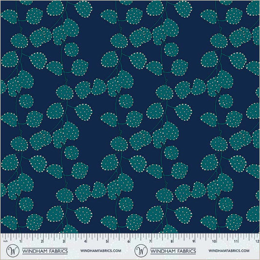 Honesty Indigo quilting fabric, part of the Sunshine fabric collection by Sally Kelly (SKU: 54979D-1)