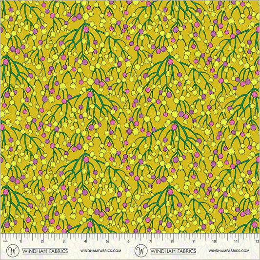 Huckleberry Chartreuse quilting fabric, part of the Sunshine fabric collection by Sally Kelly (SKU: 54980D-14)