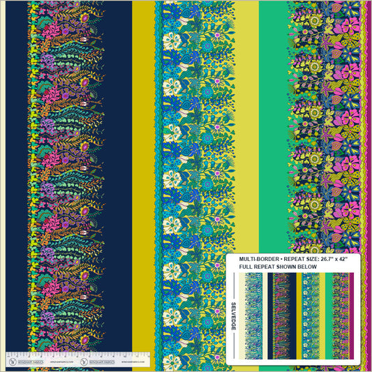 Hedgerow Multi quilting fabric, part of the Sunshine fabric collection by Sally Kelly (SKU: 54982D-X)