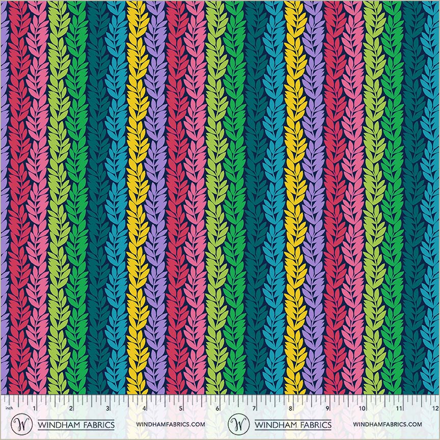 Foliage Rainbow quilting fabric, part of the Foliage fabric collection by Sally Kelly (SKU: 54983-12)