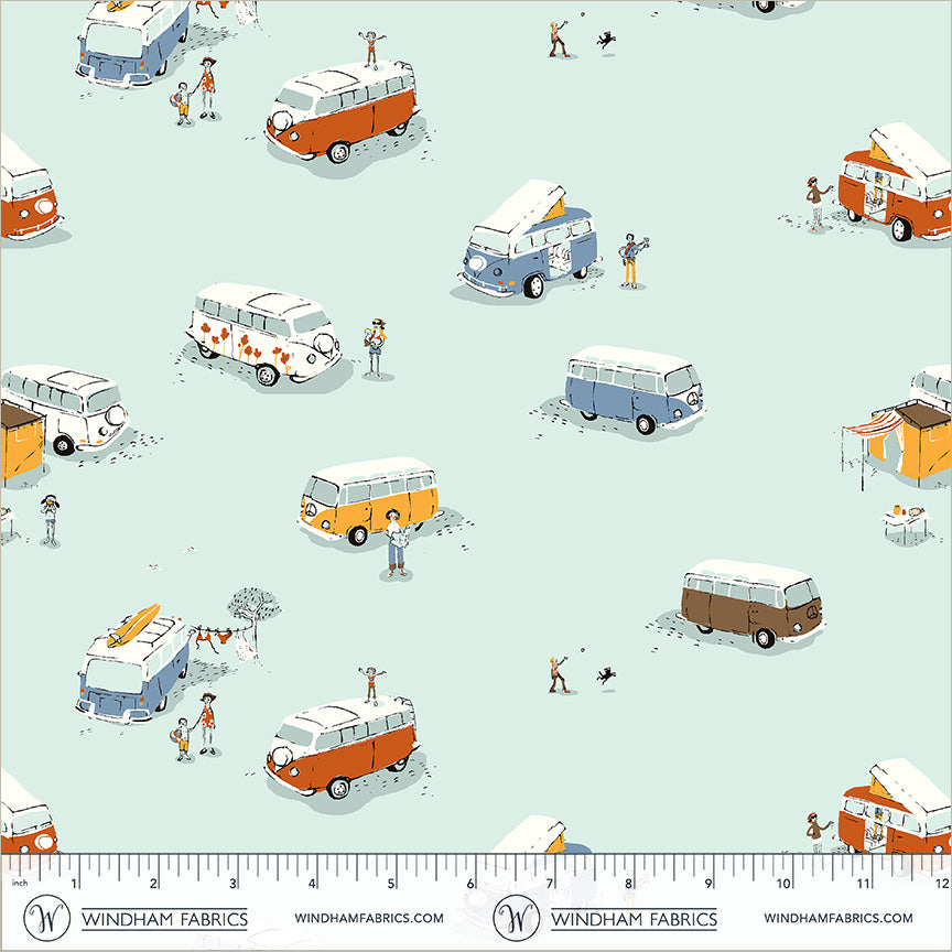 Bus quilting fabric, part of the Heather Ross Favorites fabric collection by Heather Ross (SKU: 55211D-3)