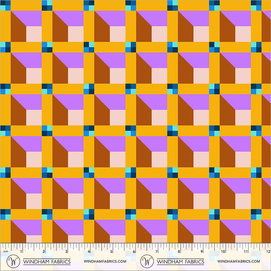 Window in Viola quilting fabric, part of the Happy Place fabric collection by Annabel Wrigley (SKU: 55376D-13)