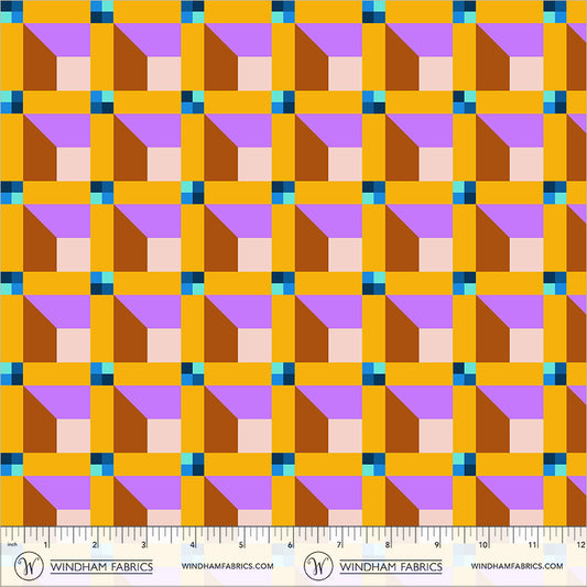 Window in Viola quilting fabric, part of the Happy Place fabric collection by Annabel Wrigley (SKU: 55376D-13)