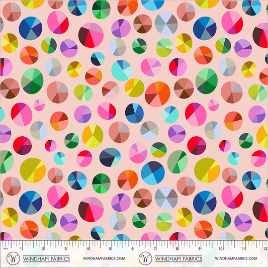 Freewheel in Blush quilting fabric, part of the Happy Place fabric collection by Annabel Wrigley (SKU: 55378D-9)