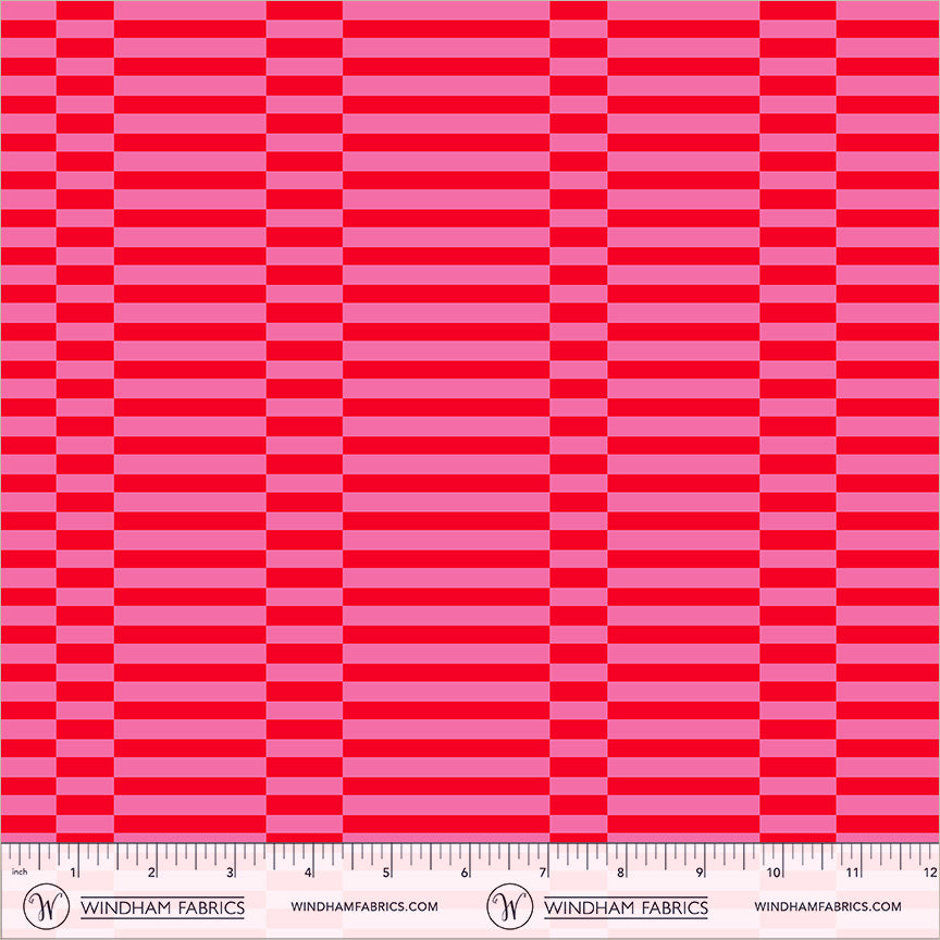 Broken Stripe in Red/Pink quilting cotton, part of the Annabel's Blenders fabric collection by Annabel Wrigley (SKU: 55379-1)