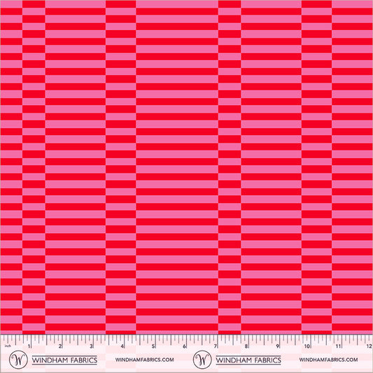 Broken Stripe in Red/Pink quilting cotton, part of the Annabel's Blenders fabric collection by Annabel Wrigley (SKU: 55379-1)