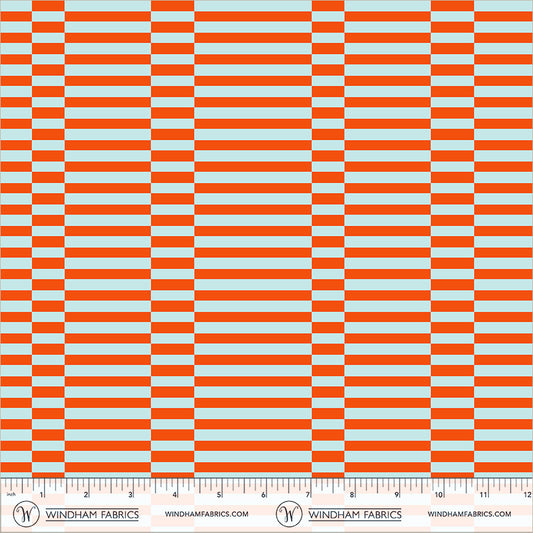 Broken Stripe in Orange/Sky quilting fabric, part of the Annabel's Blenders fabric collection by Annabel Wrigley (SKU: 55379-2)