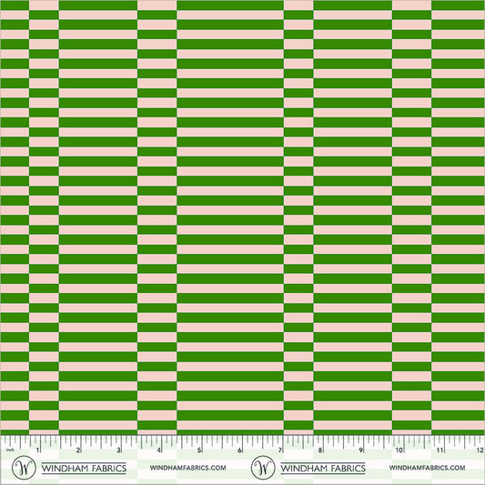 Broken Stripe in Grass Green quilting fabric, part of the Annabel's Blenders fabric collection by Annabel Wrigley (SKU: 55379-5)