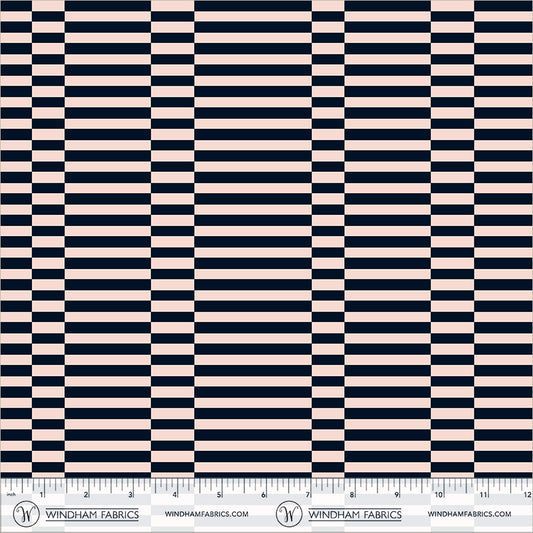 Broken Stripe in Blush/Ink quilting fabric, part of the Annabel's Blenders fabric collection by Annabel Wrigley (SKU: 55379-9)