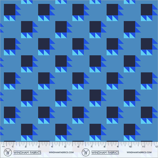 Bear Paw in True Blue quilting fabric, part of the Annabel's Blenders fabric collection by Annabel Wrigley (SKU: 55380-13)