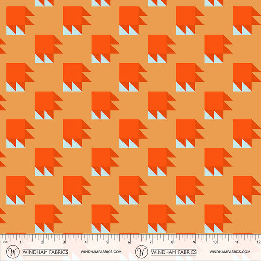 Bear Paw in Orange/Sky quilting fabric, part of the Annabel's Blenders fabric collection by Annabel Wrigley (SKU: 55380-2)