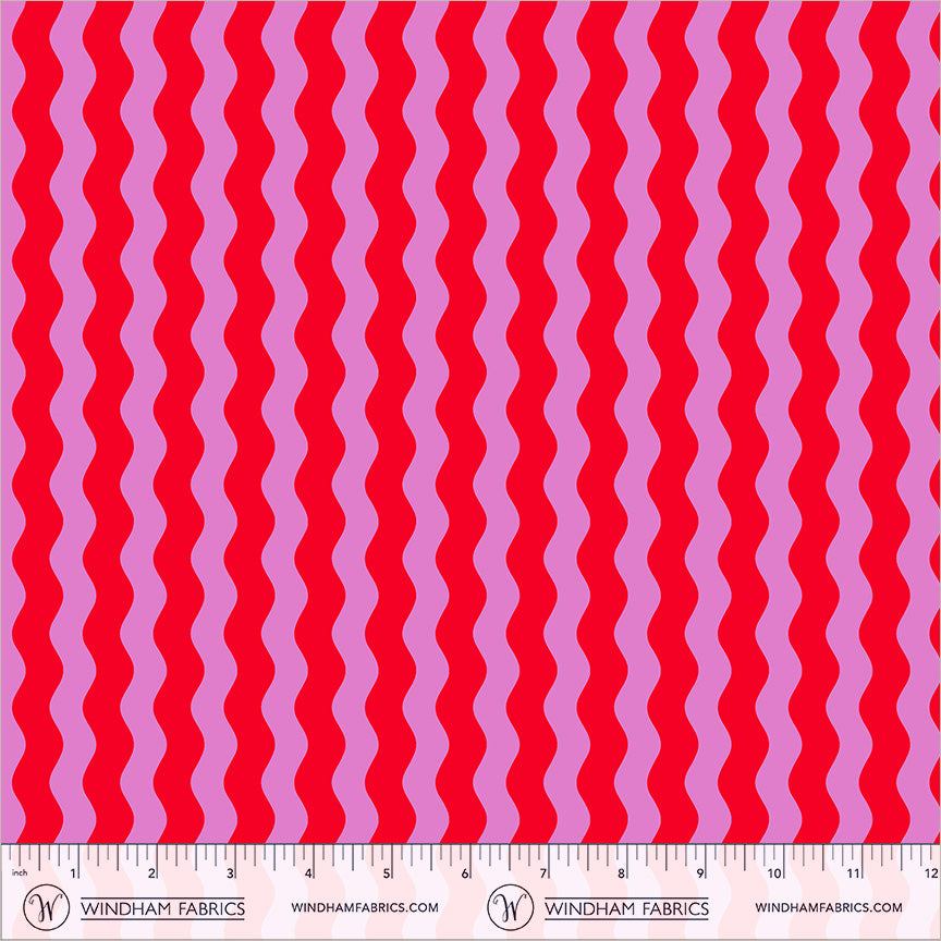 Waves in Red/Pink quilting fabric, part of the Annabel's Blenders fabric collection by Annabel Wrigley (SKU: 55381-1)