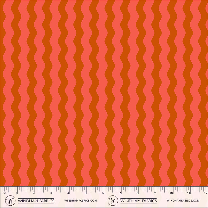Waves in Deep Orange quilting fabric, part of the Annabel's Blenders fabric collection by Annabel Wrigley (SKU: 55381-16)