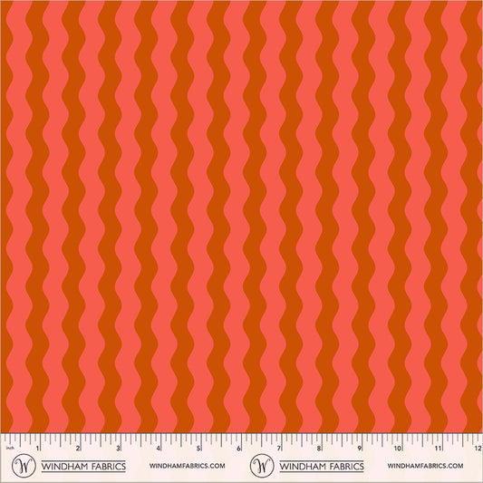 Waves in Deep Orange quilting fabric, part of the Annabel's Blenders fabric collection by Annabel Wrigley (SKU: 55381-16)